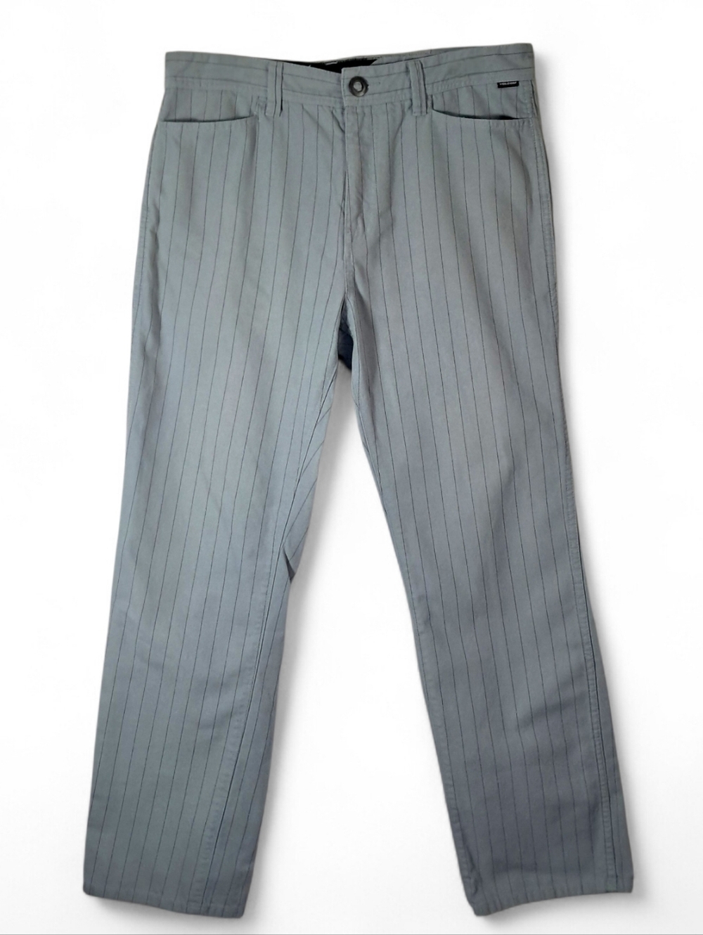 Volcom Mens CJ Collins Straight Fit Twill Pants Sz 34 Blue/Gray Pinstripe EUC